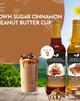 Syruvia Coffee Syrup Variety Pack  Brown Sugar Cinnamon  Peanut Butter Cup GlutenFree Kosher 254 fl oz Bottles  Enhance Your Coffee Experience with Premium Flavoring Syrups