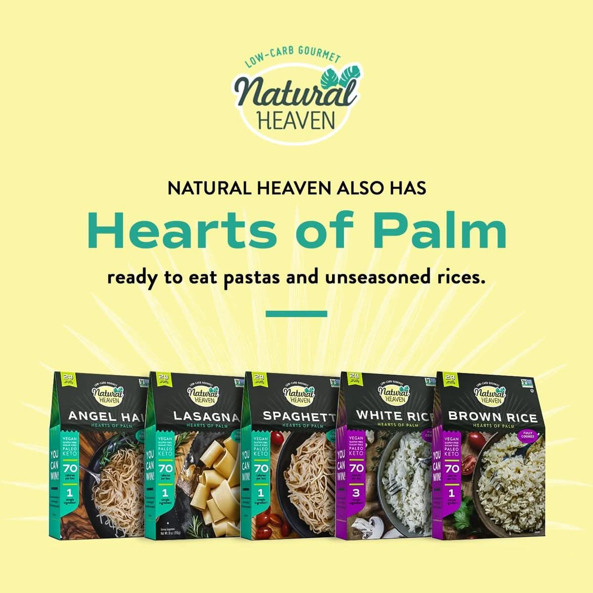 Natural Heaven Hearts of Palm Keto Food Bowl Variety 6Pack  Asian Southwest  Mediterranean Prepared Meals Ready in 60 Seconds 9 Oz Ea