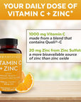 Viva Naturals Vitamin C and Zinc Supplement (250 Capsules) - 1000 mg Vitamin C with Zinc 20 mg Antioxidant Supplements for Immune Support, Plant Based Zinc and Vitamin C Supplement for Adults