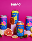 Baloo Sparkling Water Grapefruit Mint MoodBoosting Sparkling Water w Nootropics Adaptogens  Vitamins Packaging May Vary 12 Ounce Cans Pack of 12  NO Artificial Sweeteners Low Calories  Low Sugar Kosher Certified