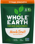 WHOLE EARTH Monk Fruit Sweetener with Erythritol, Plant-Based Sugar Alternative, 12 Ounce Pouch