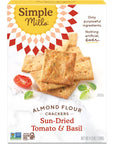 Simple Mills Almond Flour Crackers Sundried Tomato  Basil  Gluten Free Vegan Healthy Snacks Plant Based 425 Ounce Pack of 1