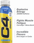 C4 Energy NonCarbonated Zero Sugar Energy Drink Pre Workout Drink  Beta Alanine Icy Blue Razz 12 Fl Oz Pack of 12