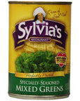 Sylvias SpeciallySeasoned Mixed Greens 145 Ounce Cans Pack of 12