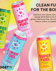 EBOOST Super Fuel Natural Energy Drink  Variety Pack 12 Pack  3 x Orange Mango Strawberry Lemonade Ginger Lime and Blue Raspberry  Natural Caffeine from Coffee and Green Tea