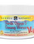 Nordic Naturals Nordic Omega-3 Gummy Worms, Strawberry - 30 Gummy Worms - 63 mg Total Omega-3s with EPA & DHA - Non-GMO - 30 Servings