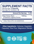 White Kidney Bean Extract Capsule - Extra Strength White Kidney Bean Sugar & Carb Blocker plus Appetite Suppressant Support - Plant Based Energy Supplement - Non-GMO Gluten Free & Made in the US