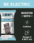 JiMMY Protein Bar Cookies and Cream Wake and Focus 12 Count  Energy Bar with Caffeine Omega 3 and MCT Oils Low Sugar High Protein