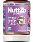 Organic NuttZo Dark Chocolate Power Fuel Smooth Mixed Nut Butter Spread | Cashews Almonds Brazil Nuts Flax Seeds Chia Seeds Hazelnuts Pumpkin Seeds | No Peanuts | Paleo Gluten Free Vegan Kosher| 1g Sugar, 6g Protein | 12 oz