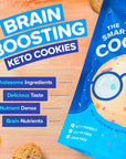 Smart Keto Cookies - Healthy Low Carb Snacks w/ Key Brain Boosting Nutrients for Kids & Adults - High Protein Gluten Free Snack Food -Paleo & Diabetic Friendly Sweets -No Added Sugar Complete Dessert