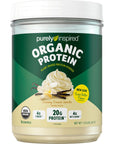 Purely Inspired Plant Based Organic Vegan Protein Powder for Women & Men 22g of Plant Protein Pea, Vanilla Protein Powder, 1.5 lb (17 Servings)