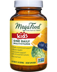 MegaFood Kids One Daily - Kids Vitamins - With Vitamin B, Vitamin C, Vitamin D & Zinc - Bone Health & Immune Support Supplement - Non-GMO, Vegetarian, Made Without 9 Food Allergens - 60 Mini Tabs