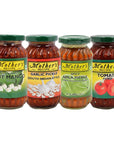 Mothers Recipe  South Indian Pickle Combo 2 Cut Mango Garlic Spicy Amla Tomato 300g x 4