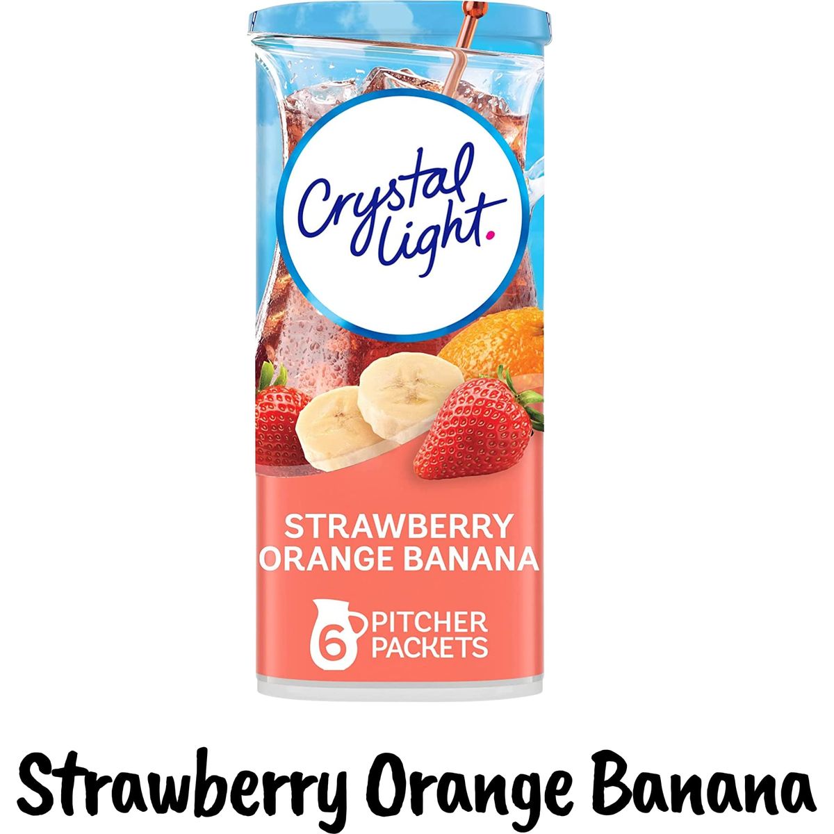 Crystal Light Kid Flavor Variety Pack Of 6  12 Quart Canisters  1 Each Of Lemonade Pink Lemonade Fruit Punch Concord Grape Strawberry Orange Banana Raspberry Lemonade Bundled with a stirring Spoon