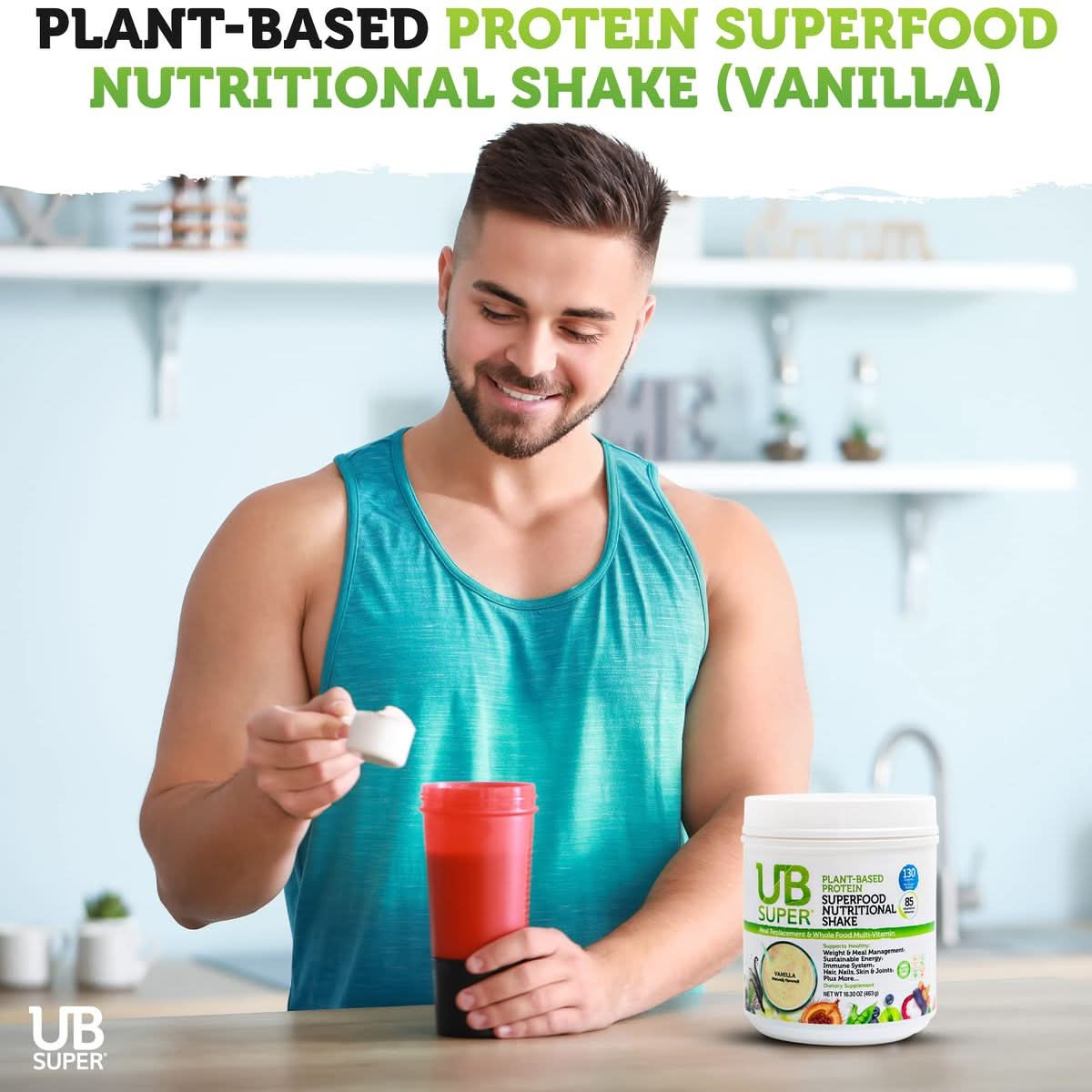 UB Super  Meal Replacement  Protein Superfood Nutritional Shake  Vegan Gluten Free Non GMO No Added Sugar Nutrient Rich  Dietary Supplement Vanilla