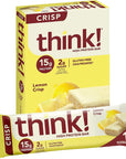 think! Protein Bars, High Protein Snacks, Gluten Free, Kosher Friendly, Lemon Crisp, 10 Count (Packaging May Vary)