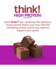 think! Protein Bars, High Protein Snacks, Gluten Free, Kosher Friendly, Chocolate Fudge, Nutrition Bars, 2.1 Oz per Bar, 10 Count (Packaging May Vary)