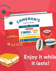 Camerons Coffee Single Serve Pods Smores Flavored 12 Count Pack of 6