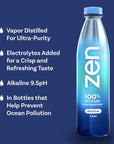 ZenWTR UltraPure Vapor Distilled Water 1 Liter Pack of 6 Bottled Water 95 pH Alkaline Water with Electrolytes for a Crisp Refreshing Taste