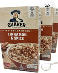 Quaker Instant Oatmeal Cinnamon  Spice 121oz Bundle  Exclusive JRS recipe card and measuring scoop