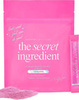 The Secret Ingredient Nootropic Boosted Beauty Elixir  Water Enhancer Pink Drink Mix Packets  Mind  Focus  Hair Skin  Nails  Strawberry Lemonade wEdible Glitter  Natural Caffeine Sugar Free