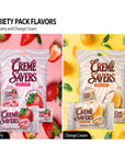 CREME SAVERS  Classic Original Individally Wrapped Strawberries and Creme and Orange and Creme Hard Candy  2  PACK Variety  Sameday Shippers Card