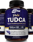 NutriFlair Pure TUDCA 1000mg - Premium Tauroursodeoxycholic Acid Bile Salts, Detox & Cleanse, Non-GMO, Gluten-Free. Liver, Kidney & Gallbladder Support- Made in USA, 60 Capsules