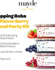 Mayde 3Flavor Popping Boba Pearls Berry Blend Party Kit 3Pack 490 Grams