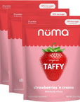 Healthy Strawberries and Cream Soft Candy - Low Sugar, Low Calorie, All Natural Chewy Snack, 3g Protein per Serving, Gluten Free - 3 Bags with 24 Individually Wrapped Chews Total