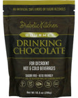 Diabetic Kitchen Gourmet Drinking Chocolate  Sugar Free Keto Friendly Low Carb Cocoa Powder Mix wPrebiotics No Artificial Sweeteners or Sugar Alcohols  Decadent Hot or Cold Drinks 18 Servings