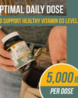 Organic Vitamin D3 5,000 IU - 100% Whole Food & Plant-Based Cholecalciferol Form, 100% Vegan Vitamin D - Enhanced with Prebiotic & Superfood Complex - Organic, Vegan, GMO & Gluten Free (60 Capsules)