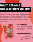 Three Wishes Granola Maple Pecan 8Pack  Gluten Free Granola 6g Protein  3g Sugar Healthy Breakfast  OntheGo Snack  Vegan Kosher  GrainFree