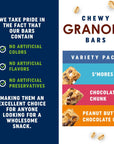 OATRAGEOUS Chewy Granola Bars Variety Pack Peanut Butter Chocolate Chip Chocolate Chunk and Smores Flavors Made with Whole Grain Oats Healthy Snacks for Adults and Kids Breakfast Bars 18 Pack