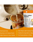 Kate Naturals Heavy Cream Powder for Coffee  Heavy Whipping Cream 12oz Powdered Heavy Cream for Sour Cream Powder Butter Clotted Cream and Whipped Cream Instant Creamer for Coffee  Keto