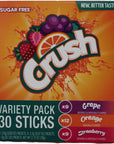 Crush Singles Grape Orange Strawberry To Go Sugar Free Drink Mix Variety Pack 275 oz Pack of 30 Sticks