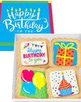 Happy Birthday Cookies 4 PACK Gift Basket for Kids Men Women  Decorated Sugar Cookie Gift Box  Individually Wrapped Party Favors Nut Free Birthday Standard Box