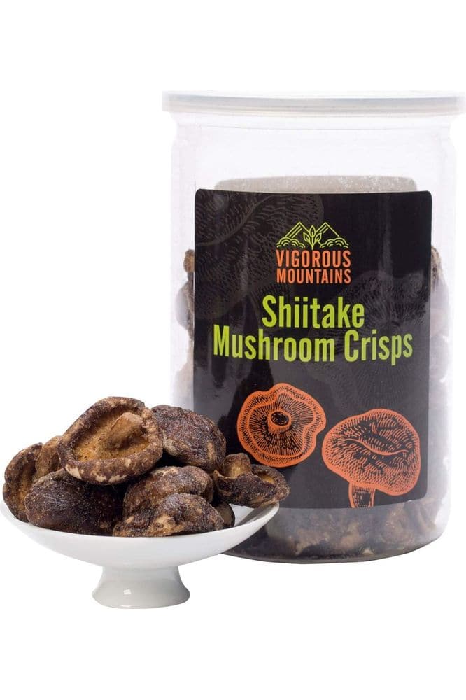 VIGOROUS MOUNTAINS Shiitake Mushroom Crisps Snack Dried Vegetables Delicious Food 6 OZ