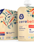 Cerebelly Organic Carrot Rosemary & Beef Bone Broth Puree | 6+ Months Stage 1 2 Baby Food Pouches | Non-GMO, Tested for Heavy Metals | Protein, Healthy Fats, 16 Nutrients | 4 Oz Pouch (6 Pack)