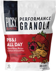 Picky Bars Performance Protein Granola, Gluten Free, Non-GMO, Non-Dairy, PB&J All Day, 10.6 Oz Bag (10 Servings)