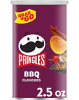 Pringles Potato Crisps Chips, Lunch Snacks, Office and Kids Snacks, Grab N' Go Snack Pack, BBQ, 2.5oz Can (1 Can)