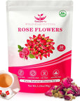 Organic Rose Herbal Tea with Premium Dried Rose Buds  30 Tea BagsIdeal for Baking Crafting Rose Water and Wedding Decor  Natural and Healthy Herbal Infusion