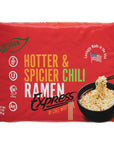 RAMEN EXPRESS Hotter and Spicier Flavor Ramen Noodle Packs 3 Oz Each Pack of 24 by Chef Woo  Vegetarian Ramen Noodles  No Added MSG  Halal  EggFree and DairyFree Red