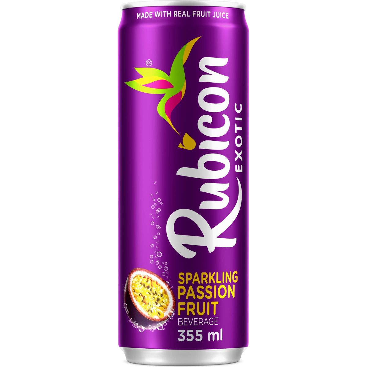 Rubicon Sparkling Passion Fruit Beverage  Pack of 12 12 Fl Oz Cans  Fruit Flavor Carbonated Drink  90 Calories per Can  Made with Real Fruit Juice  AllergenFree  Vegan Friendly  No Artificial Sweeteners