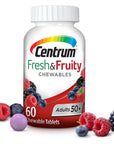 Centrum Adults 50+ Fresh & Fruity Chewables Multivitamin / Multimineral Supplement (60 ct) Mixed Berry