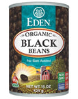 Eden Organic Black Beans 15 oz Can No Salt NonGMO Gluten Free Vegan Kosher US Grown Heat and Serve Macrobiotic Turtle Beans Frijol Negro Caviar Criollo