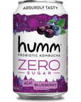 Humm Probiotic Kombucha Zero Sugar Blueberry Acai  No Refrigeration Needed KetoFriendly Organic Vegan GlutenFree  12oz Cans 8 Pack