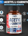 agobi Acetyl L-Carnitine & Alpha Lipoic Acid Complex 1500mg - Supplement for Brain Health, Memory, Focus & Mood Support - 120 Vegan Capsules for 2 Month Supply - Gluten-Free, Non-GMO