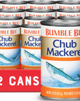 Bumble Bee Chub Mackerel 15 oz Can Pack of 12  Canned Mackerel Fish High Protein Keto Food Gluten Free