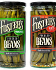 Fosters Pickled Green Beans Variety Pack 16oz 2 Pack Original and Red Pepper Spicy Pickled Green Beans Pickled Vegetables Recipe for 30 years Gluten Free Fat Free NO Preservatives