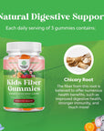 Kids Fiber Gummy Prebiotics Supplement - Soluble Fiber Gummies for Kids Constipation Relief Digestive Health and Leaky Gut Repair - Kids Fiber Gummies Immune System Booster Delicious Gummy Vitamins